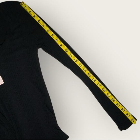 NWT | Avec Les Filles | Ribbed Scoop Neck Long Sleeve Top | Black | Medium - Picture 10 of 11